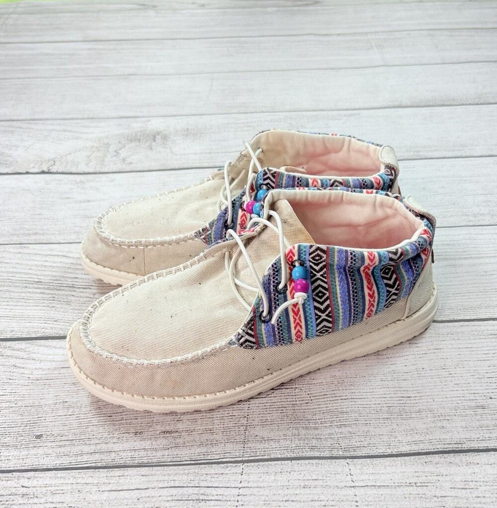 Hey Dude Women’s Wendy Mid Boho Mix Baja Grey Aztec Size 10